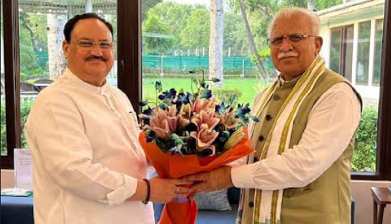 Khattar meets BJP president Nadda at New Delhi