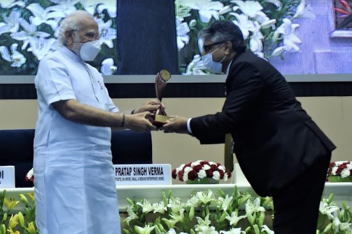 PNB receives the National MSME Award from Hon’ble Prime Minister Narendra Modi