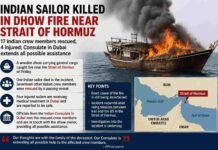 Indian Sailor Killed, Crew Rescued After Dhow Fire Near Strait of Hormuz Amid Rising Regional Tensions